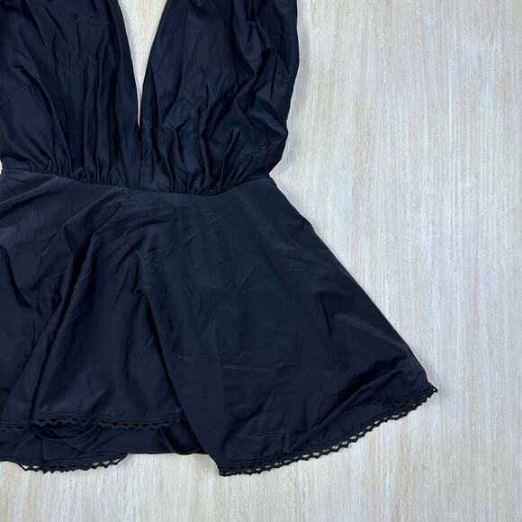 Unique Vintage Black Halter One Piece Swimsuit - Picture 2 of 13